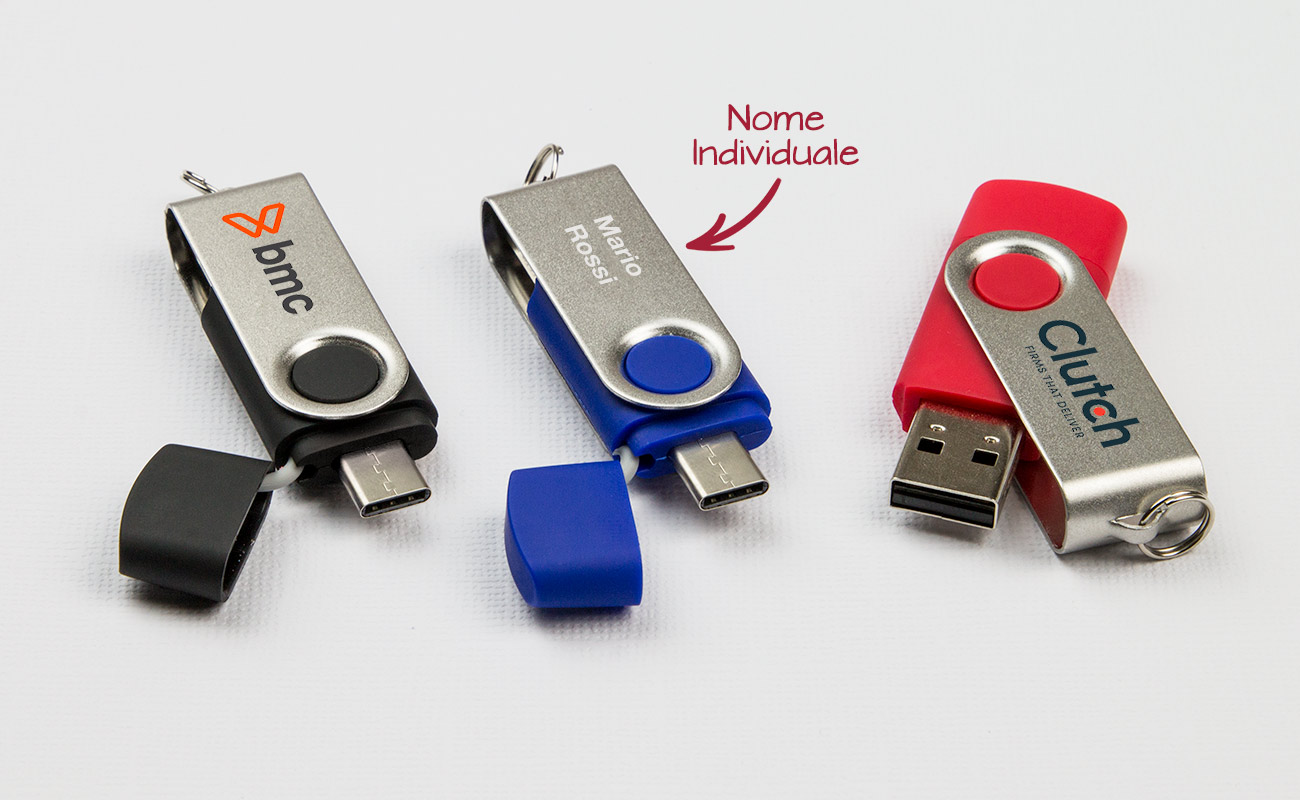 Chiavetta USB Corta Invisibile – 16/32/64GB, USB 2.0 E Tipo-C, In Metallo Lucido, Per Auto E Dispositivi Mobili, Lettura 10MB/s
